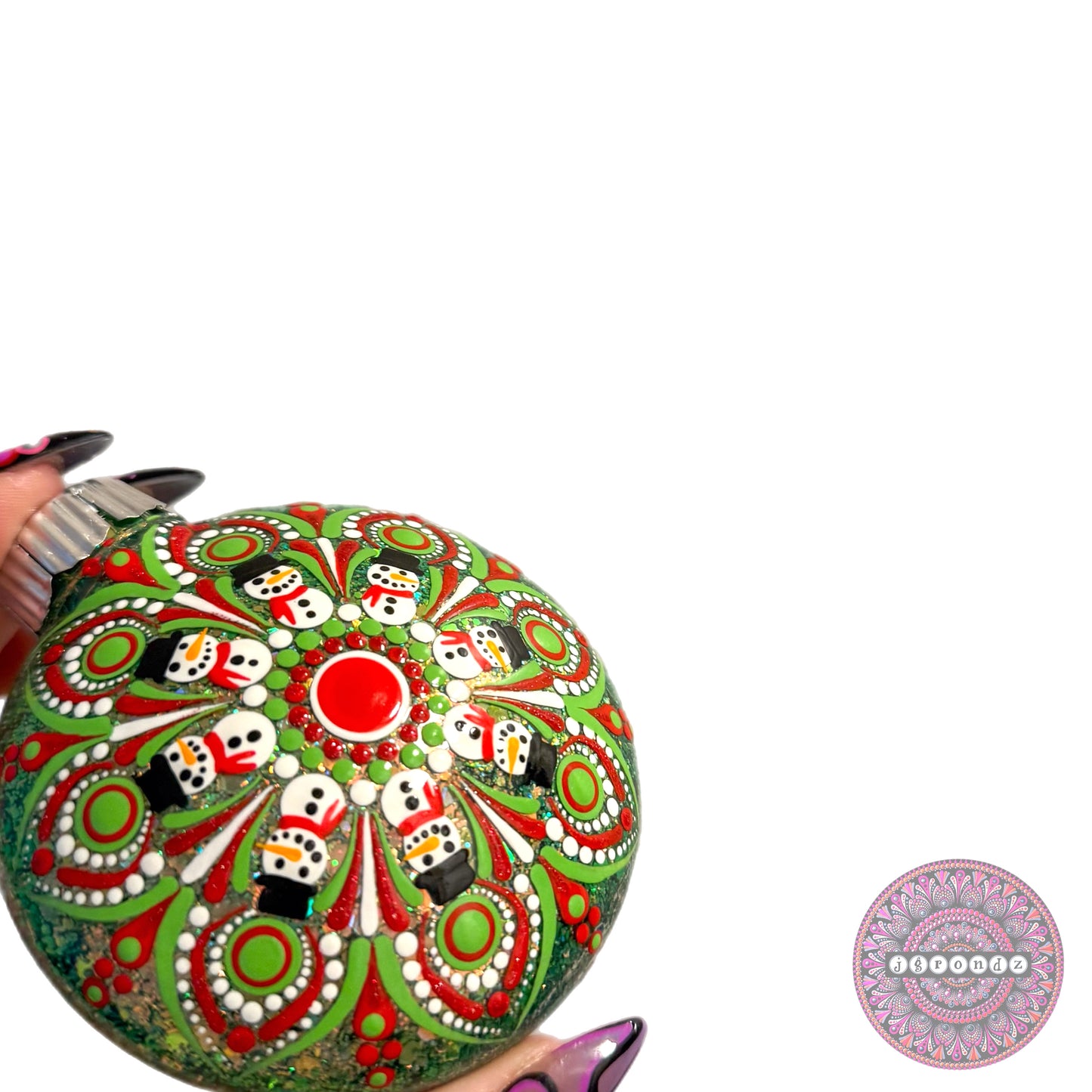 3” Snowman Mandala Glitter Ornament