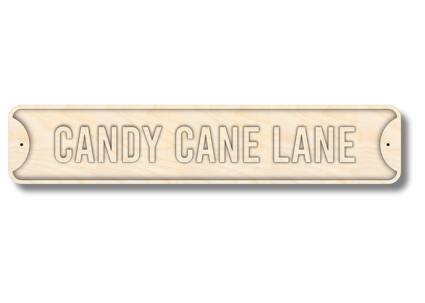 Unfinished Wood Candy Cane Lane Street Sign | 3 Piece | Layered Street Sign | up to 46" DIY