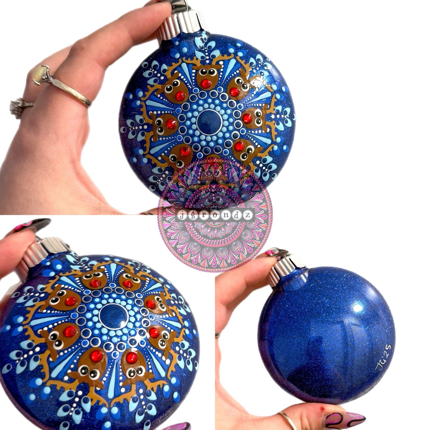 3” Rudolph Mandala Glitter Ornament