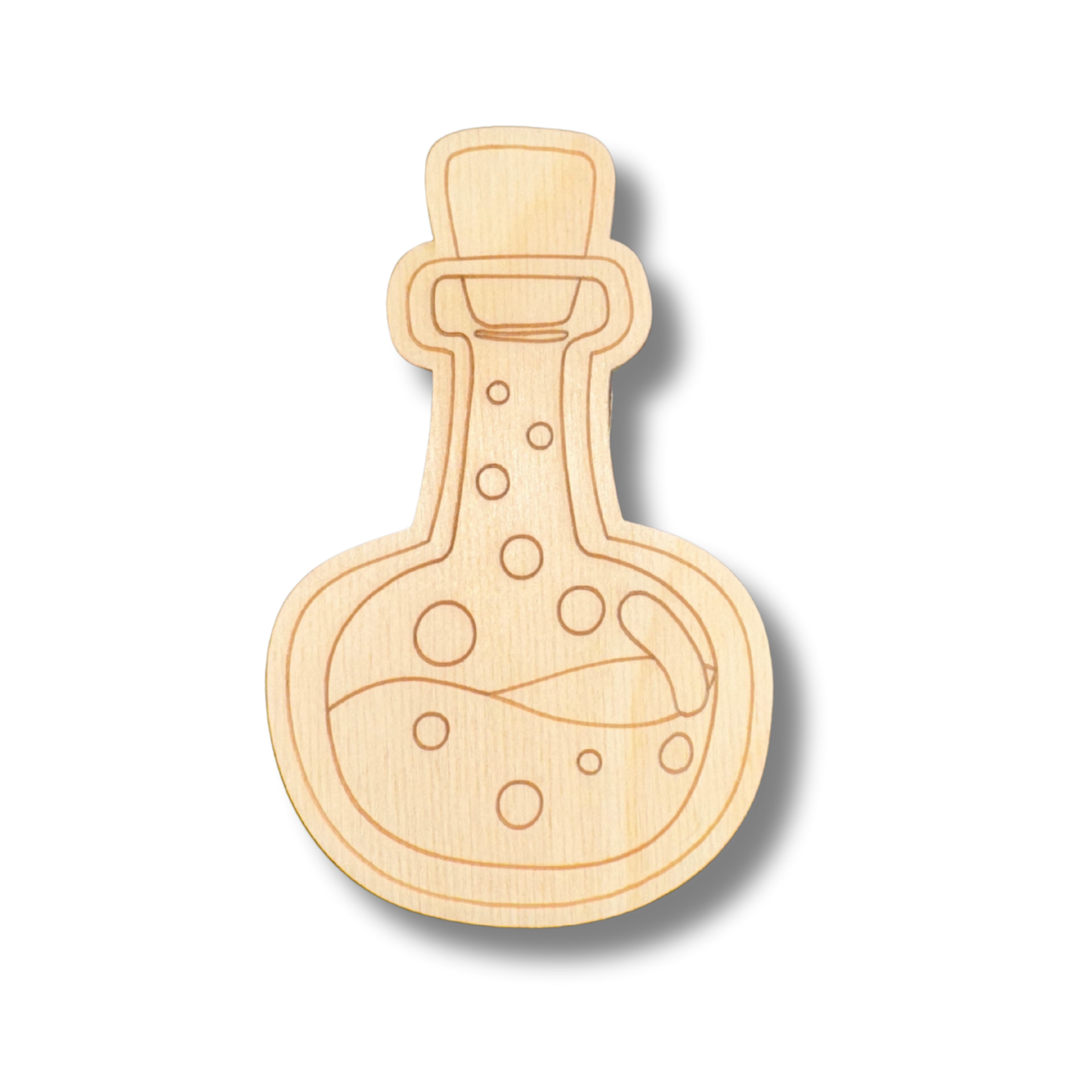 Unfinished Wood Etched Potion Bottle Shape | Paint By Line Crafts | up to 30" DIY