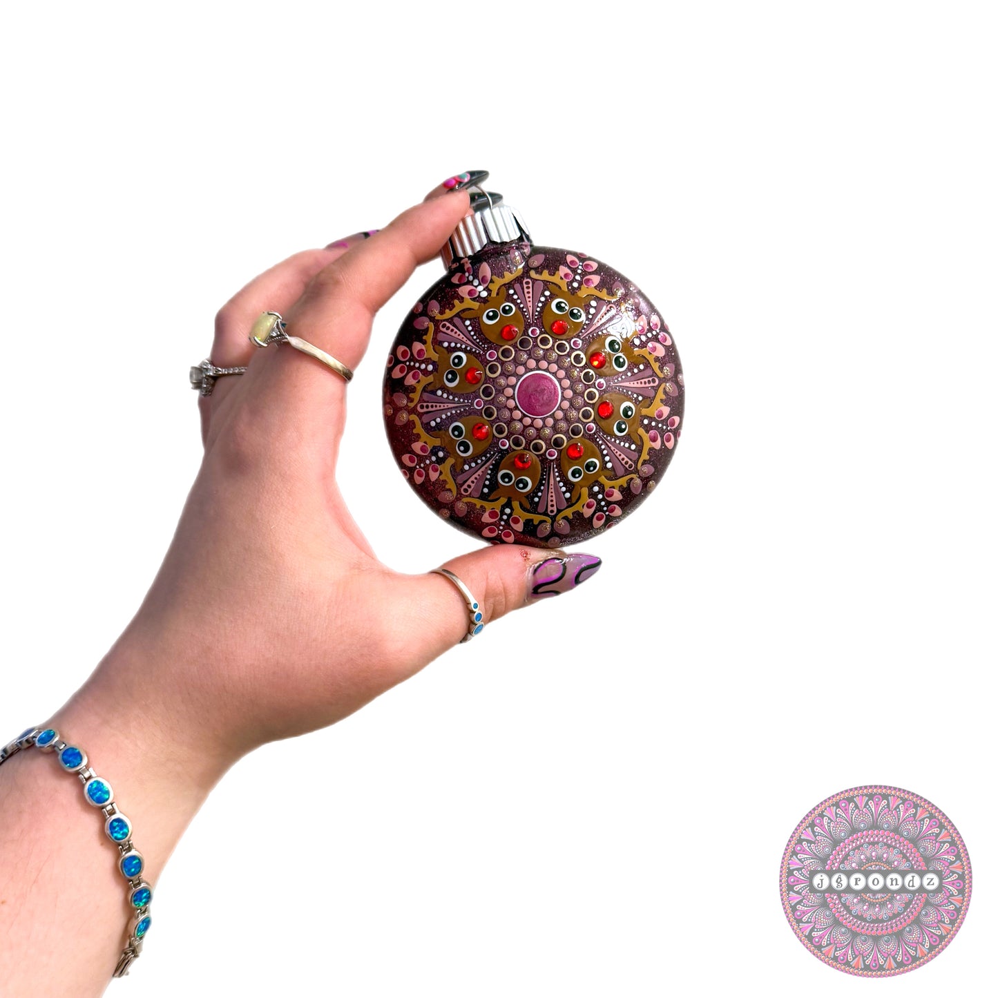 3” Rudolph Mandala Glitter Ornament