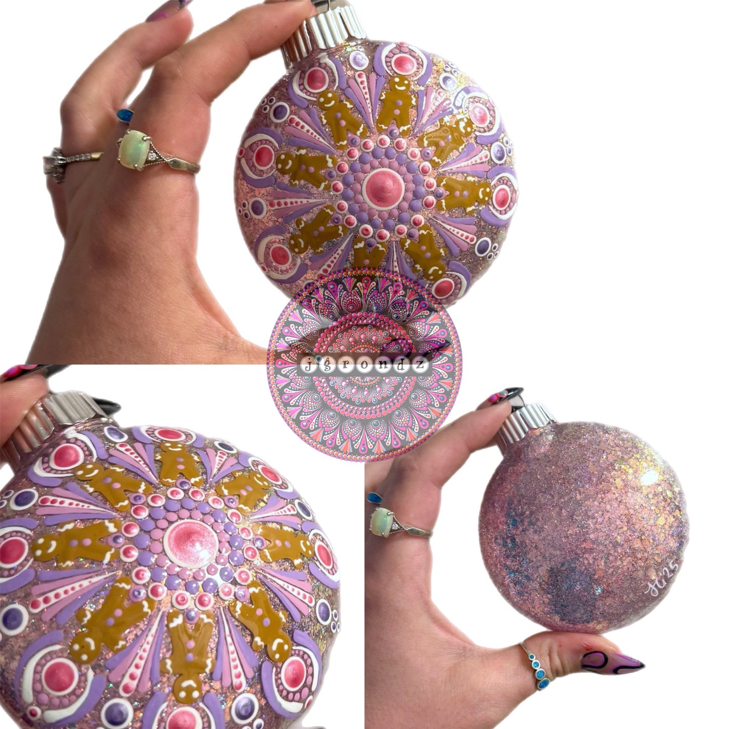 3” Gingerbread Mandala Glitter Ornament