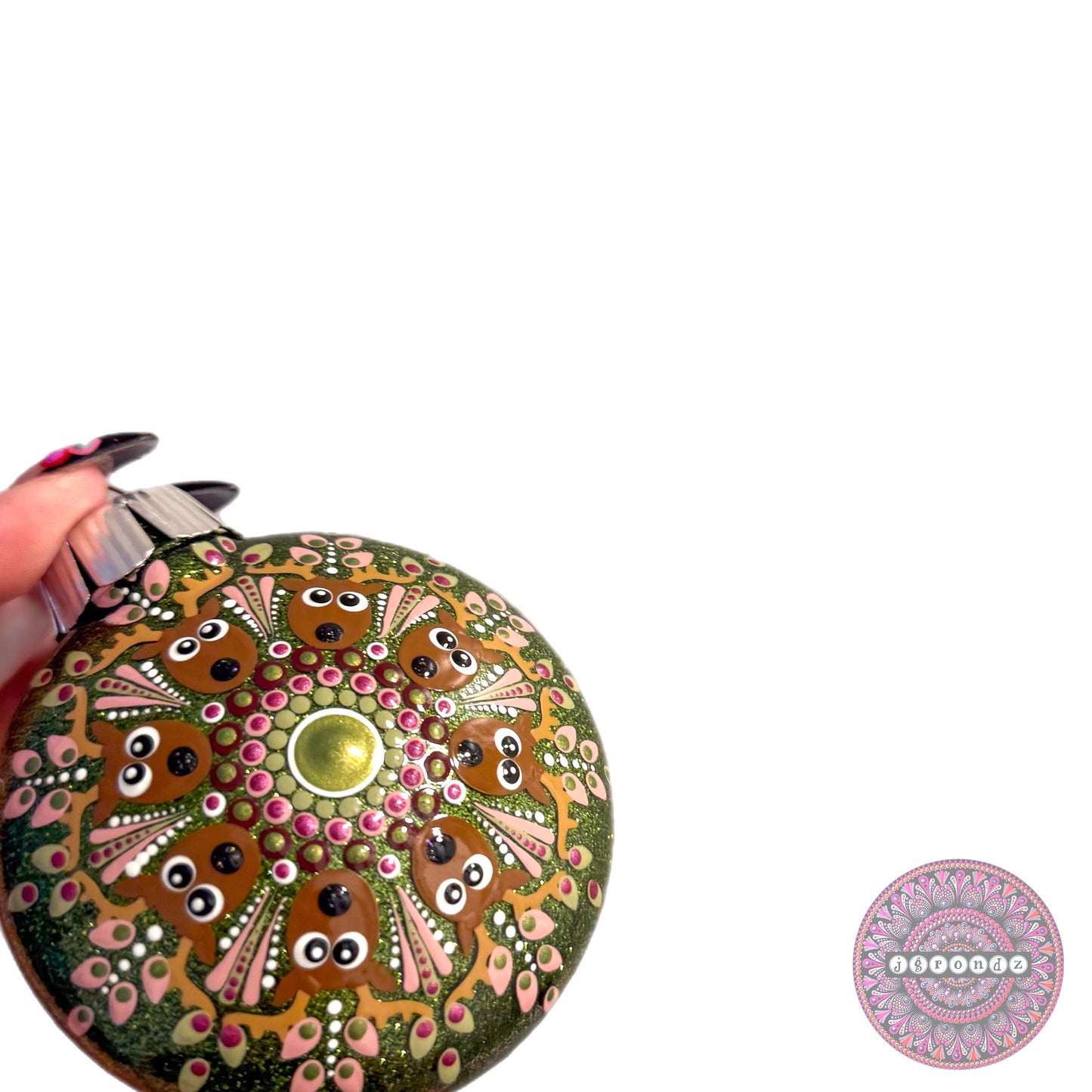3” Reindeer Mandala Glitter Ornament