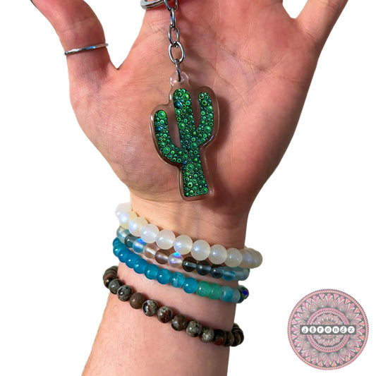 Double Sided Cactus acrylic/epoxy printed keychain