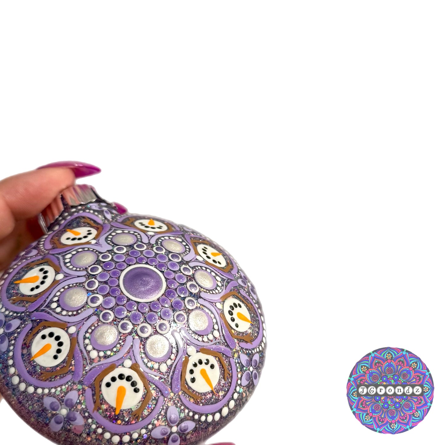 3” Snowman Mandala Glitter Ornament