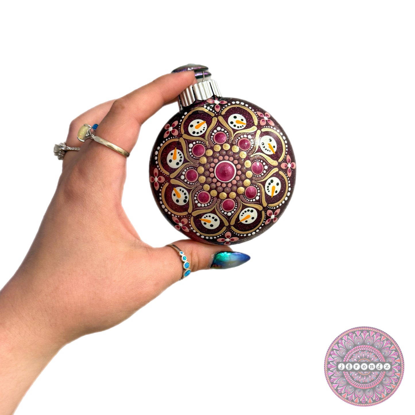3” Snowman Mandala Glitter Ornament