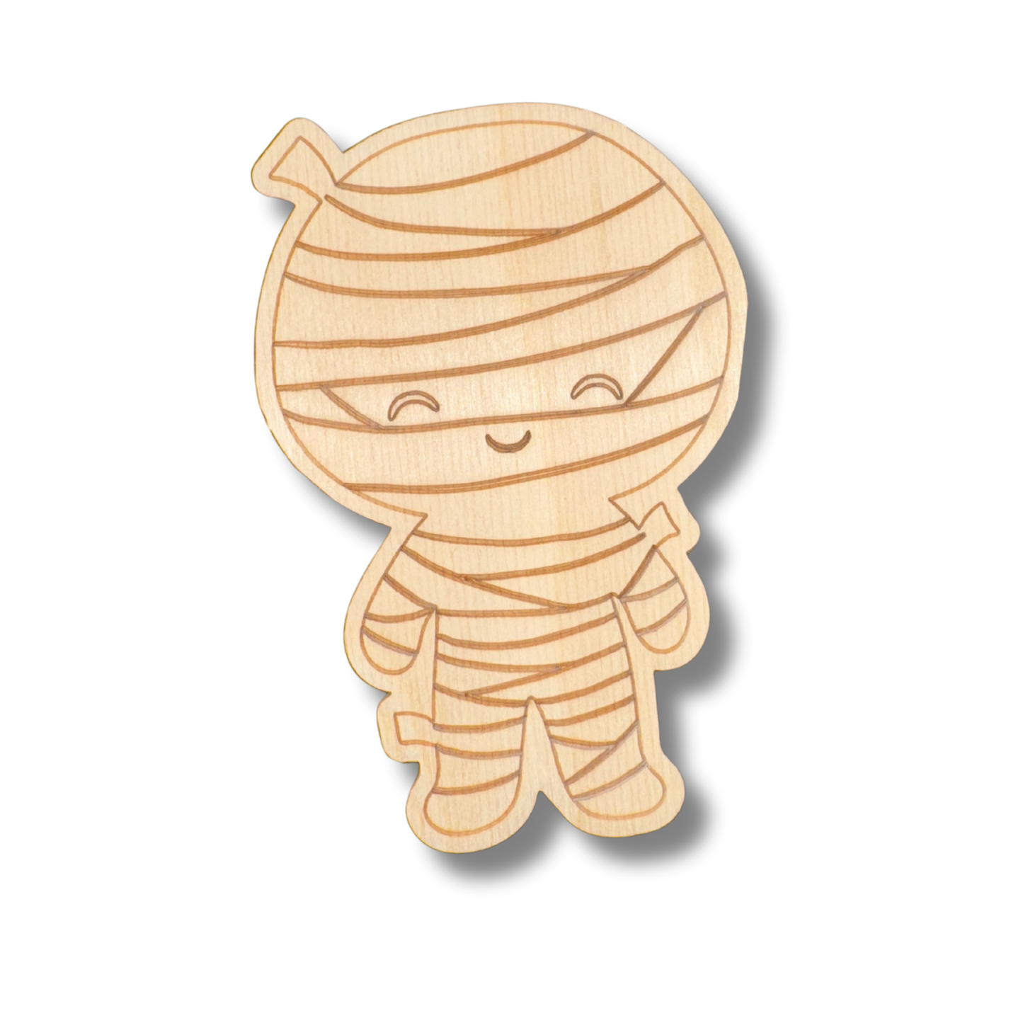 Unfinished Wood Etched Mummy Shape | Paint By Line Crafts | up to 30" DIY