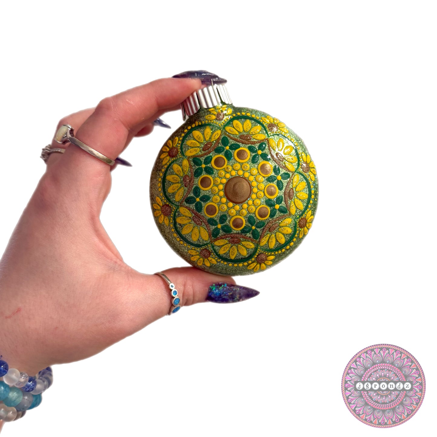 3” Sunflower Mandala Glitter Ornament