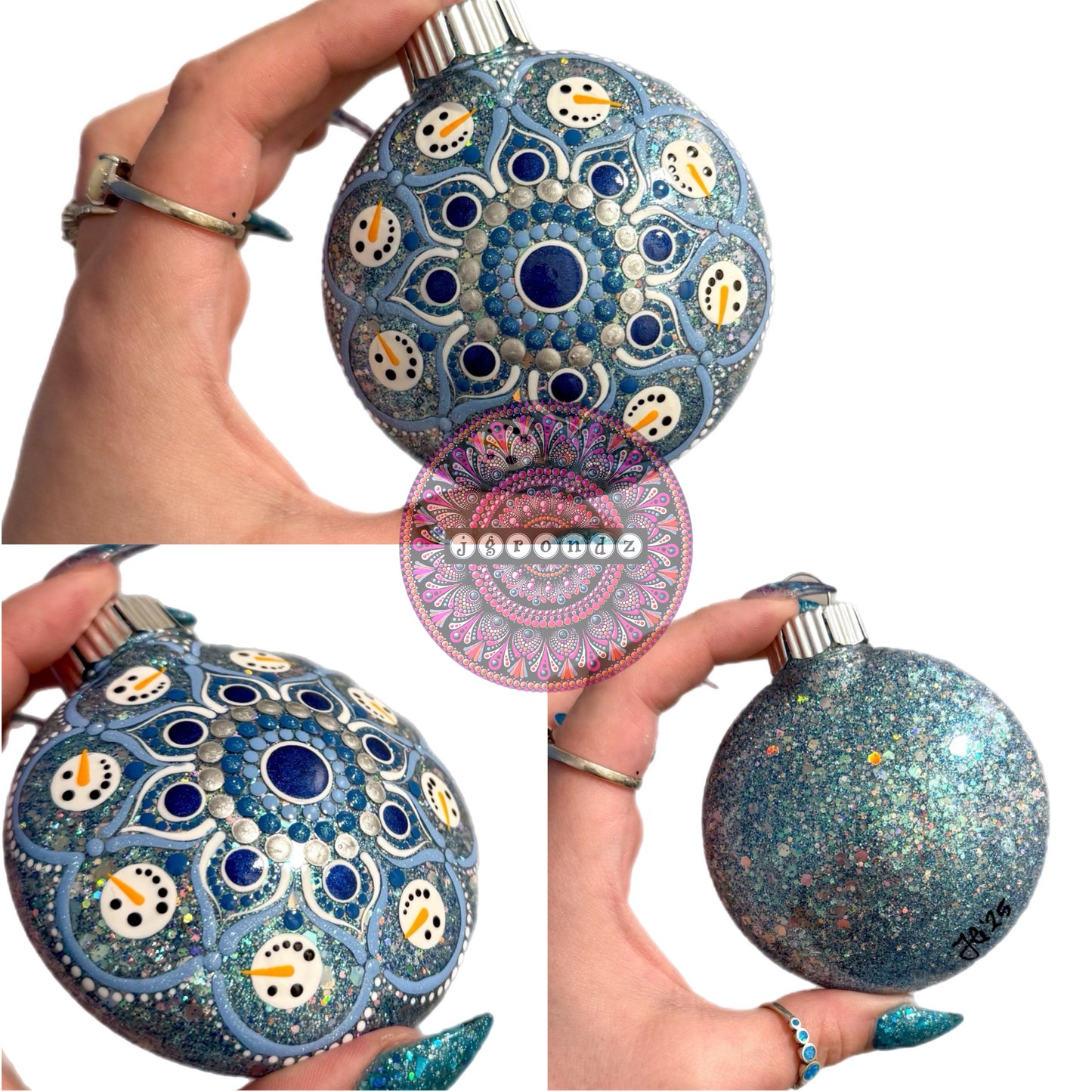 3” Snowman Mandala Glitter Ornament