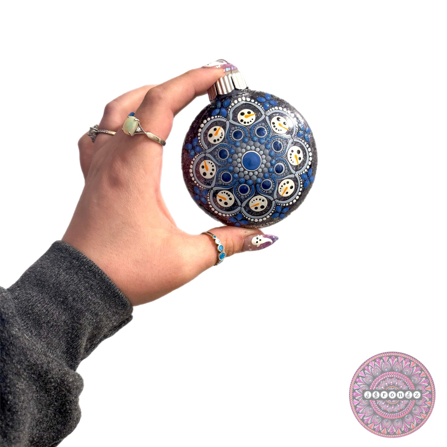 3” Snowman Mandala Glitter Ornament
