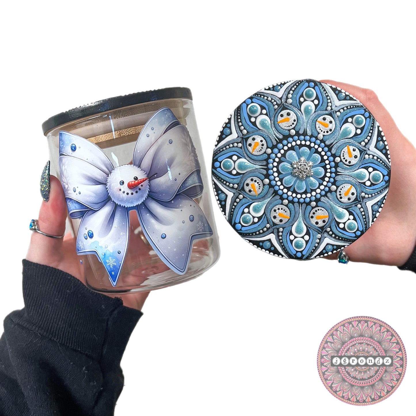 Snowman Mandala Stash Jar