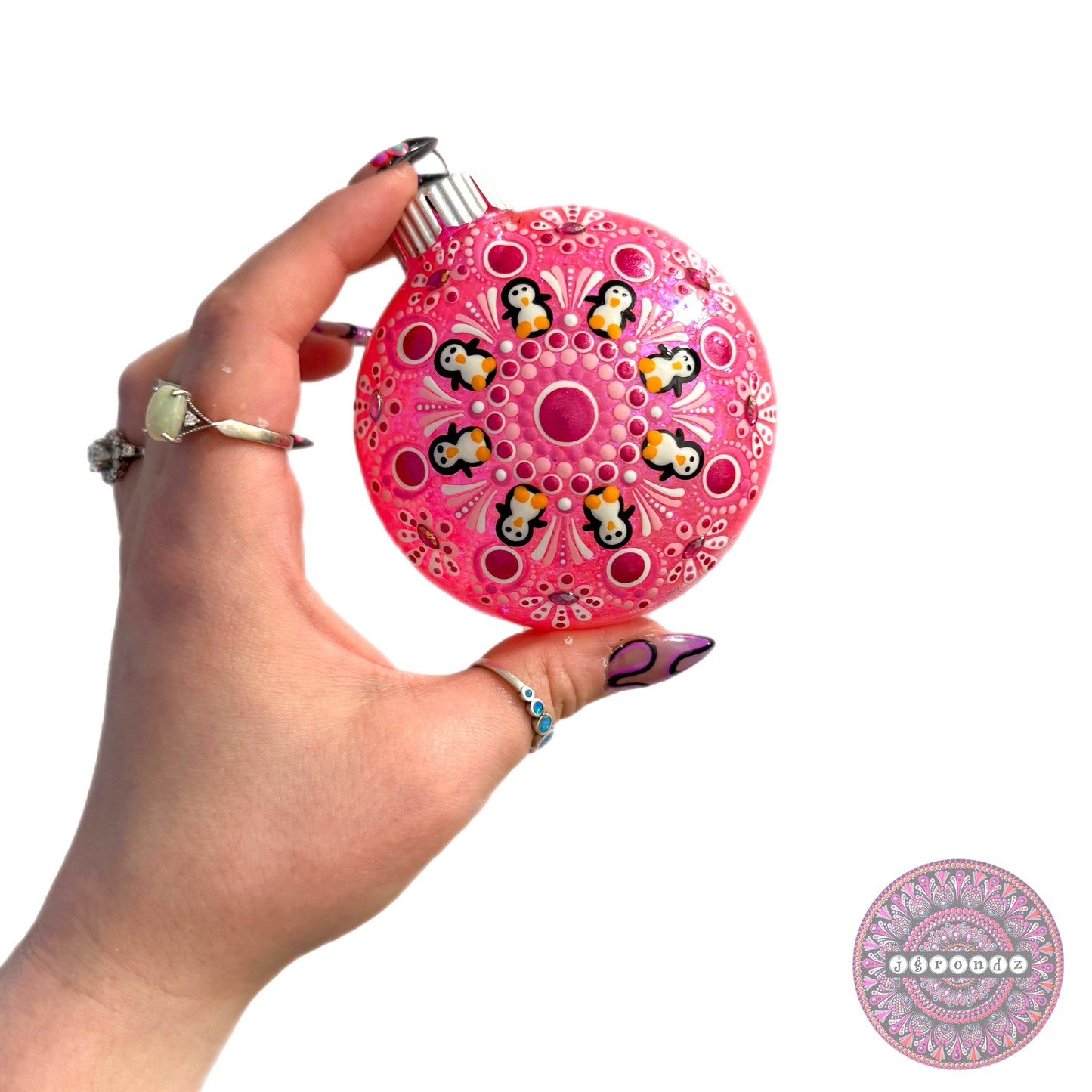 3” Penguin Mandala Glitter Ornament
