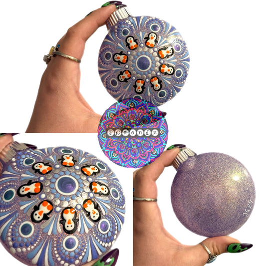 3” Penguin Mandala Glitter Ornament