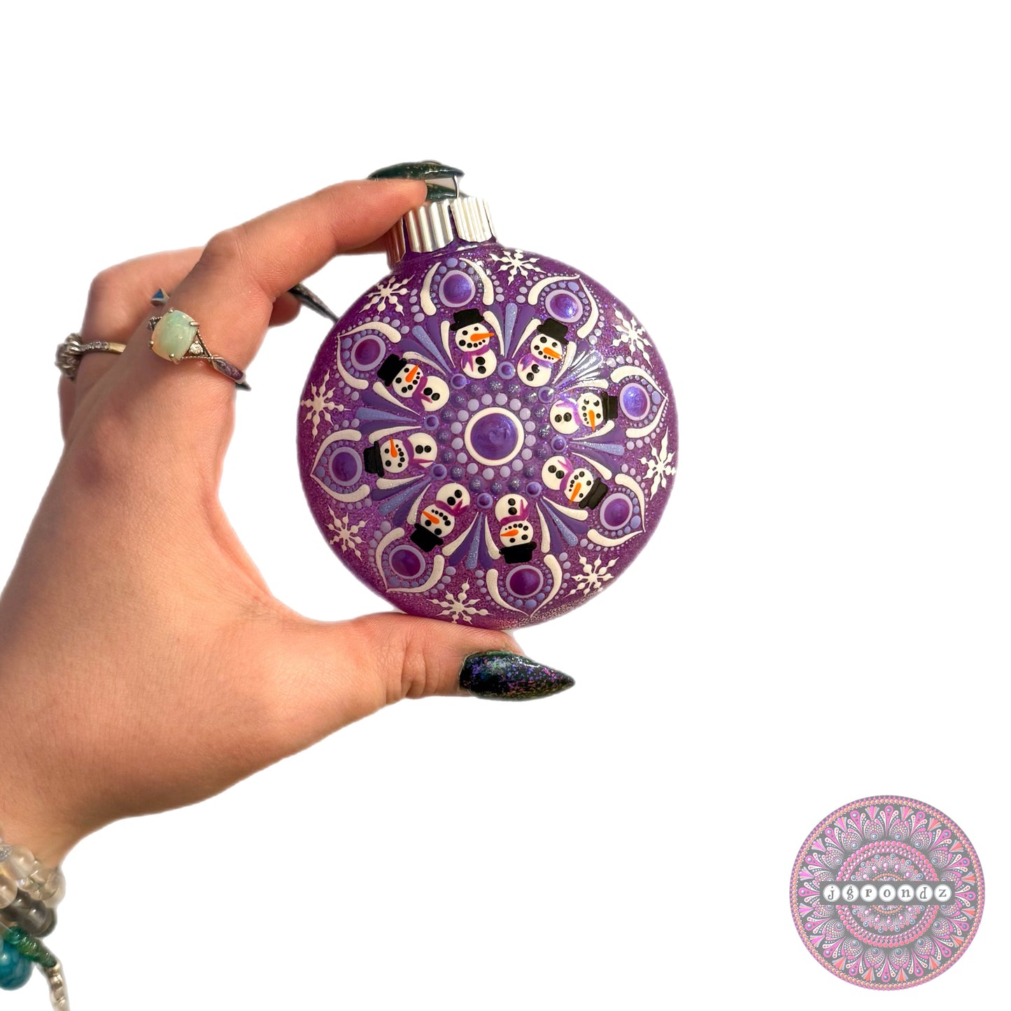 3” Snowman Mandala Glitter Ornament