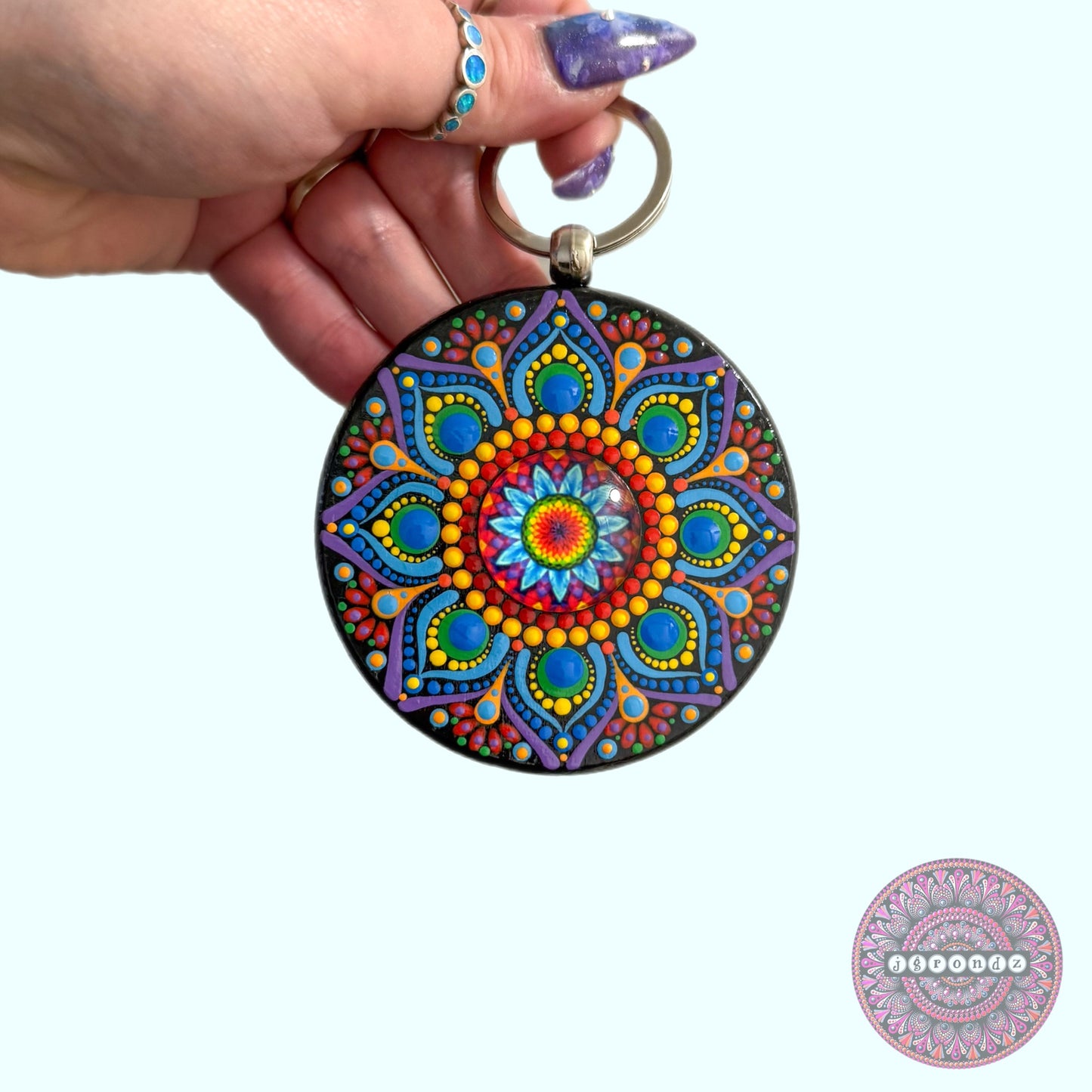 Rainbow Mandala Purse Pendant 3”