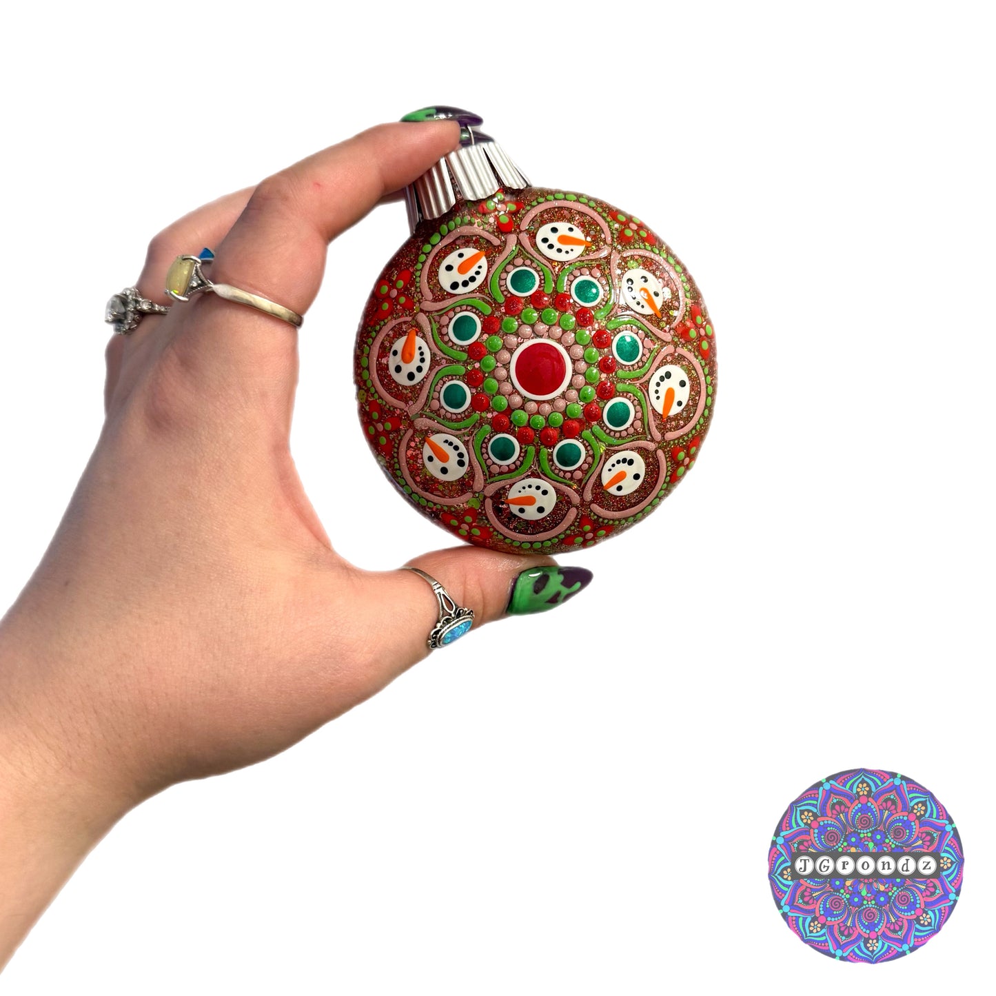 3” Snowman Mandala Glitter Ornament