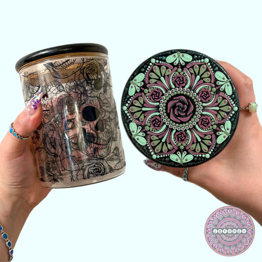 Skull and Rose Mandala Stash Jar