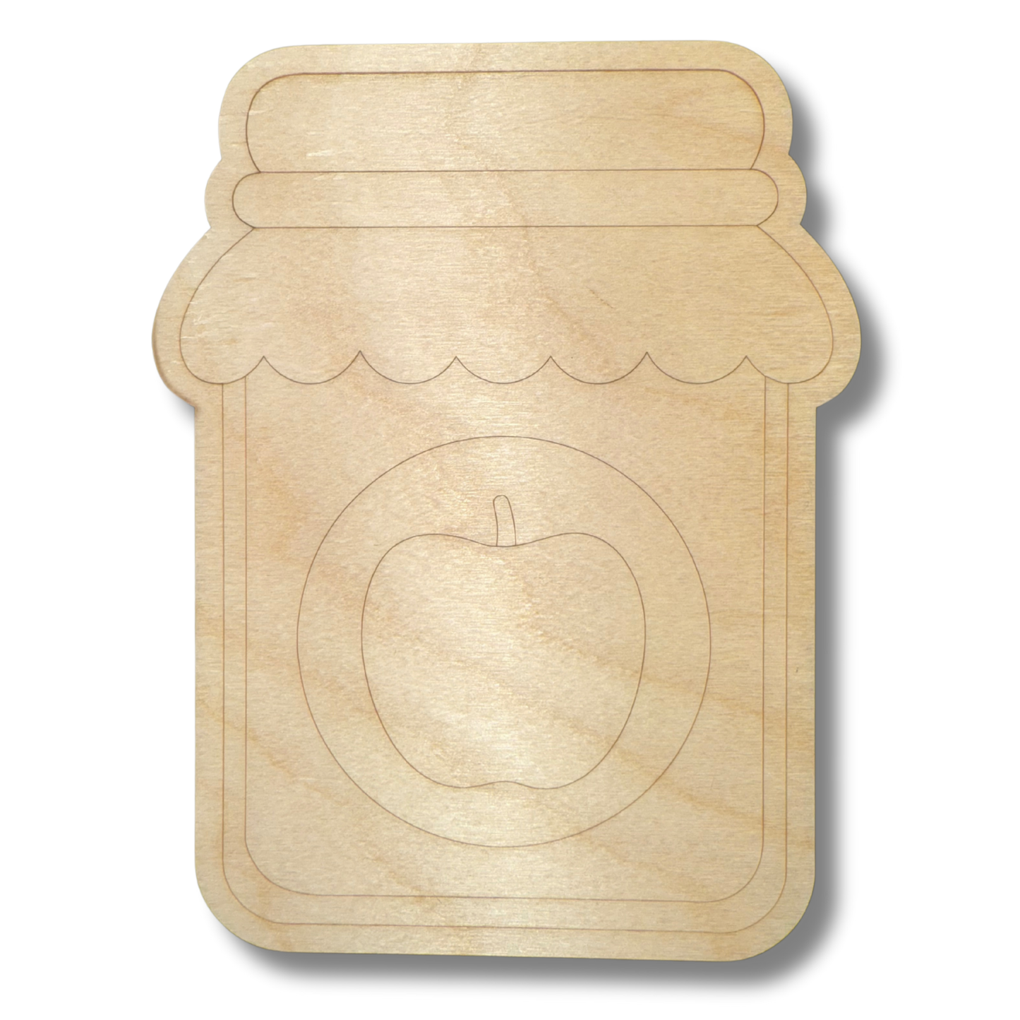 Unfinished Wood Etched Apple Jam Shape | Paint By Line Crafts | up to 30" DIY