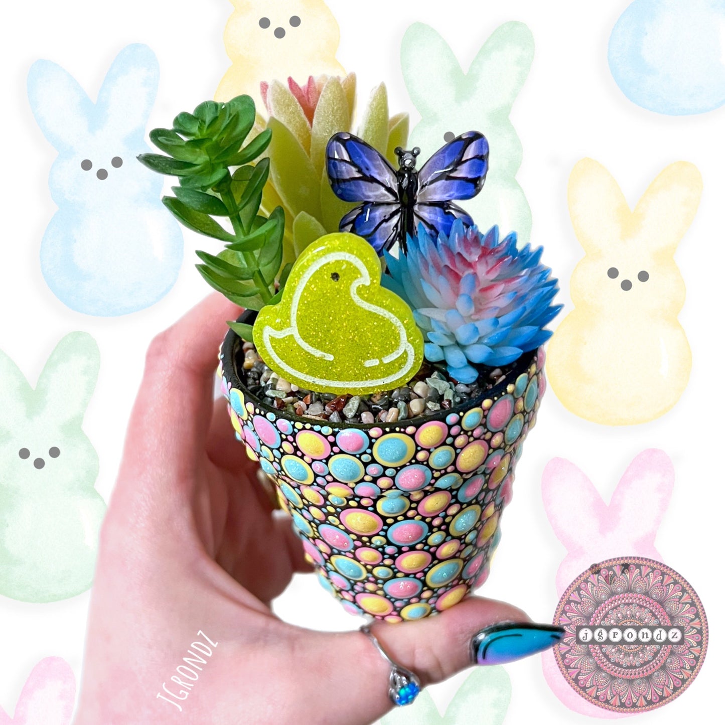 Hoppy Pot - Spring/Easter Painted Succulent Pot