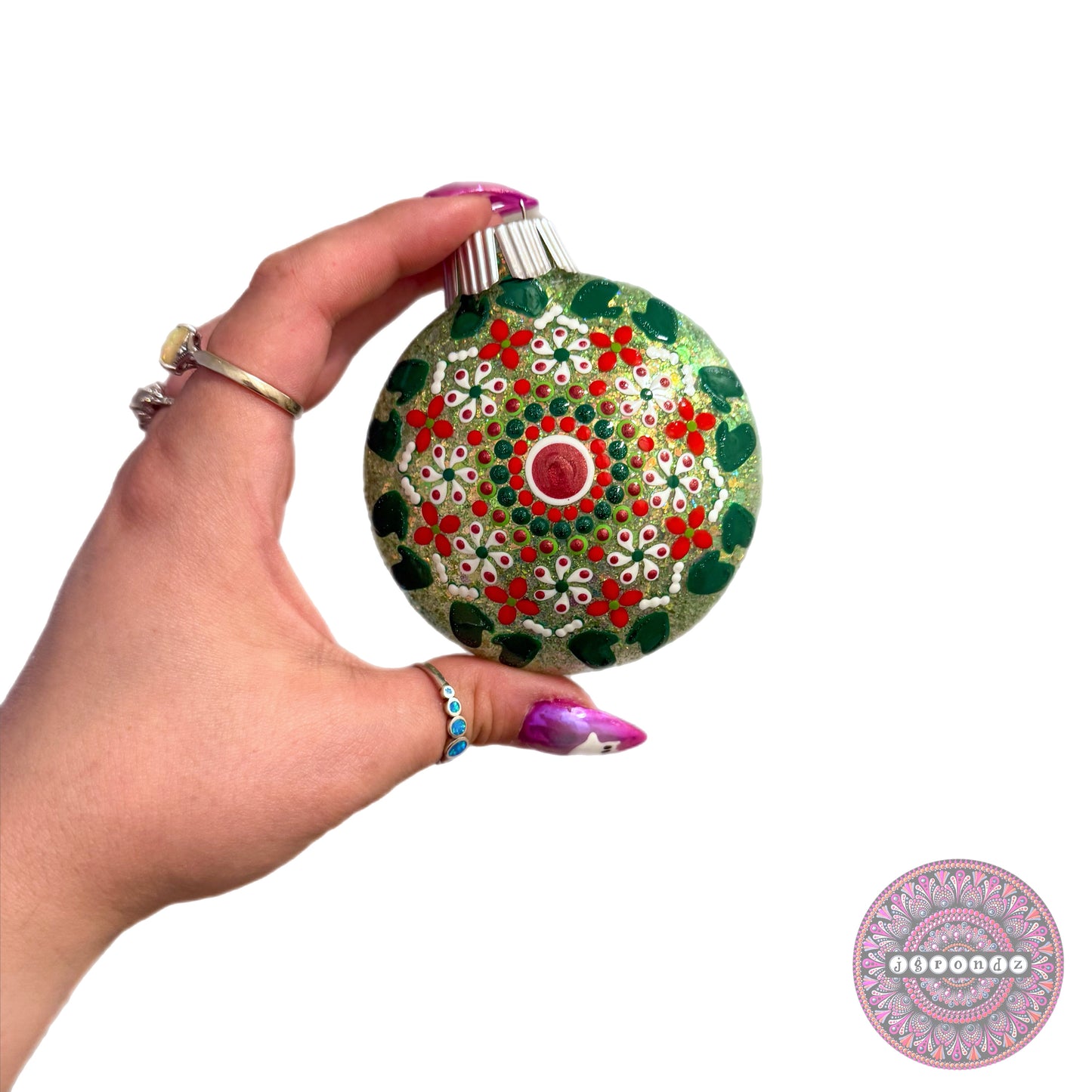 3” Christmas Mandala Glitter Ornament