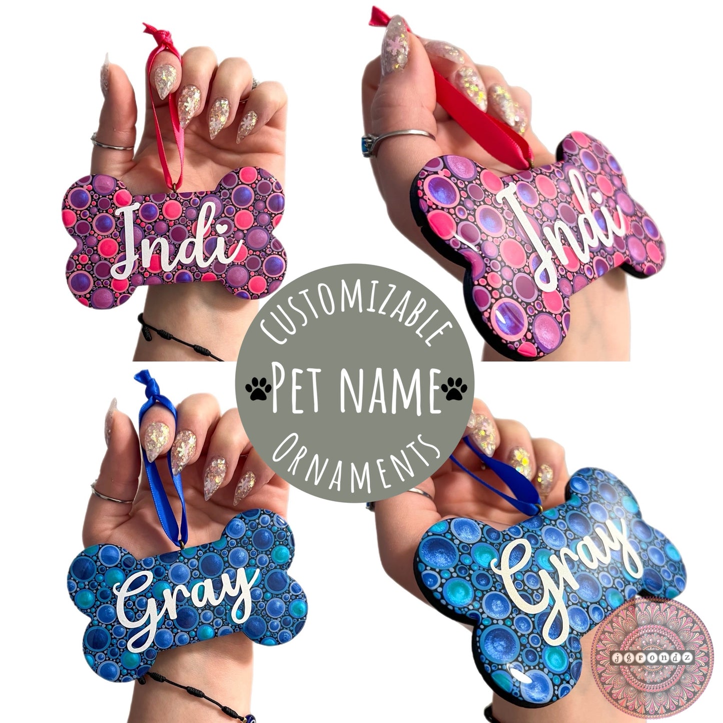 “Paw”sonalized Dog Bone Art Wooden Ornament