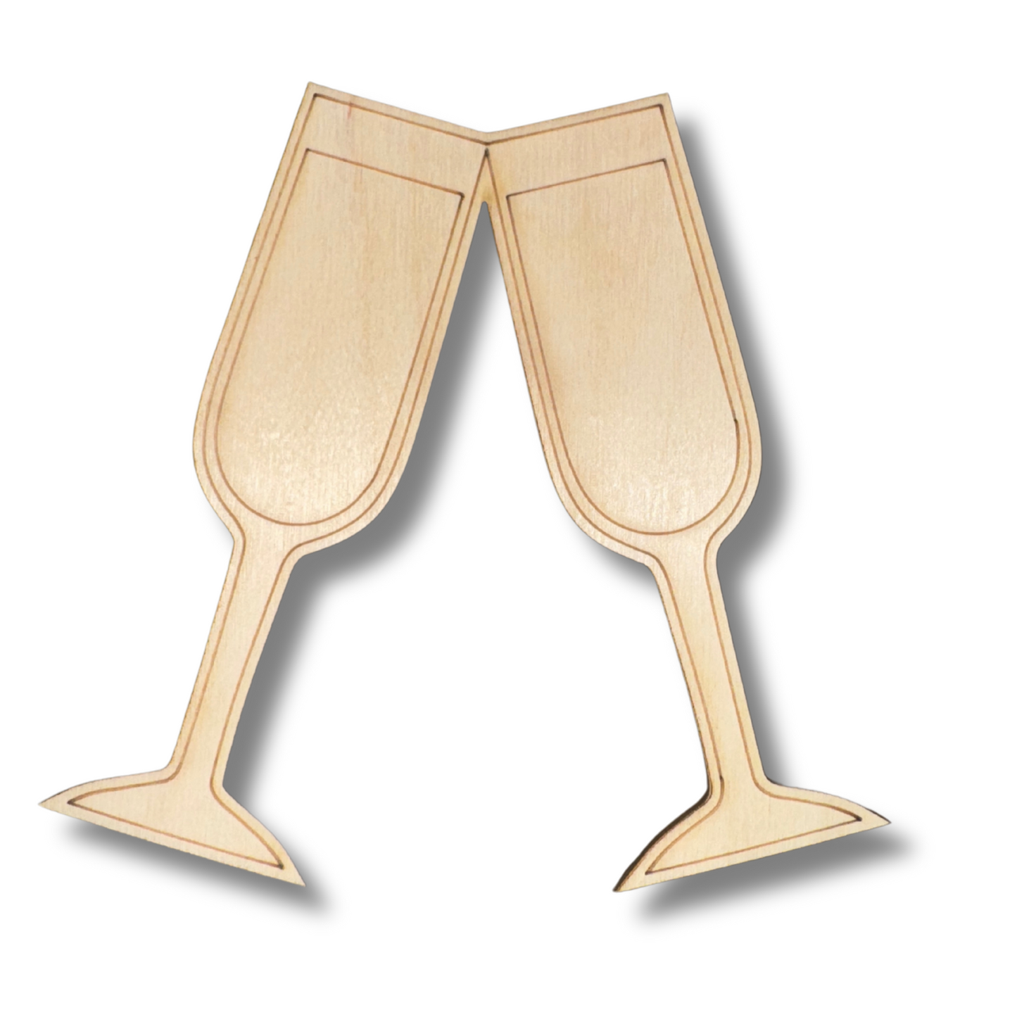 Unfinished Wood Etched Champagne Cheers Shape | Paint By Line Crafts | up to 30" DIY