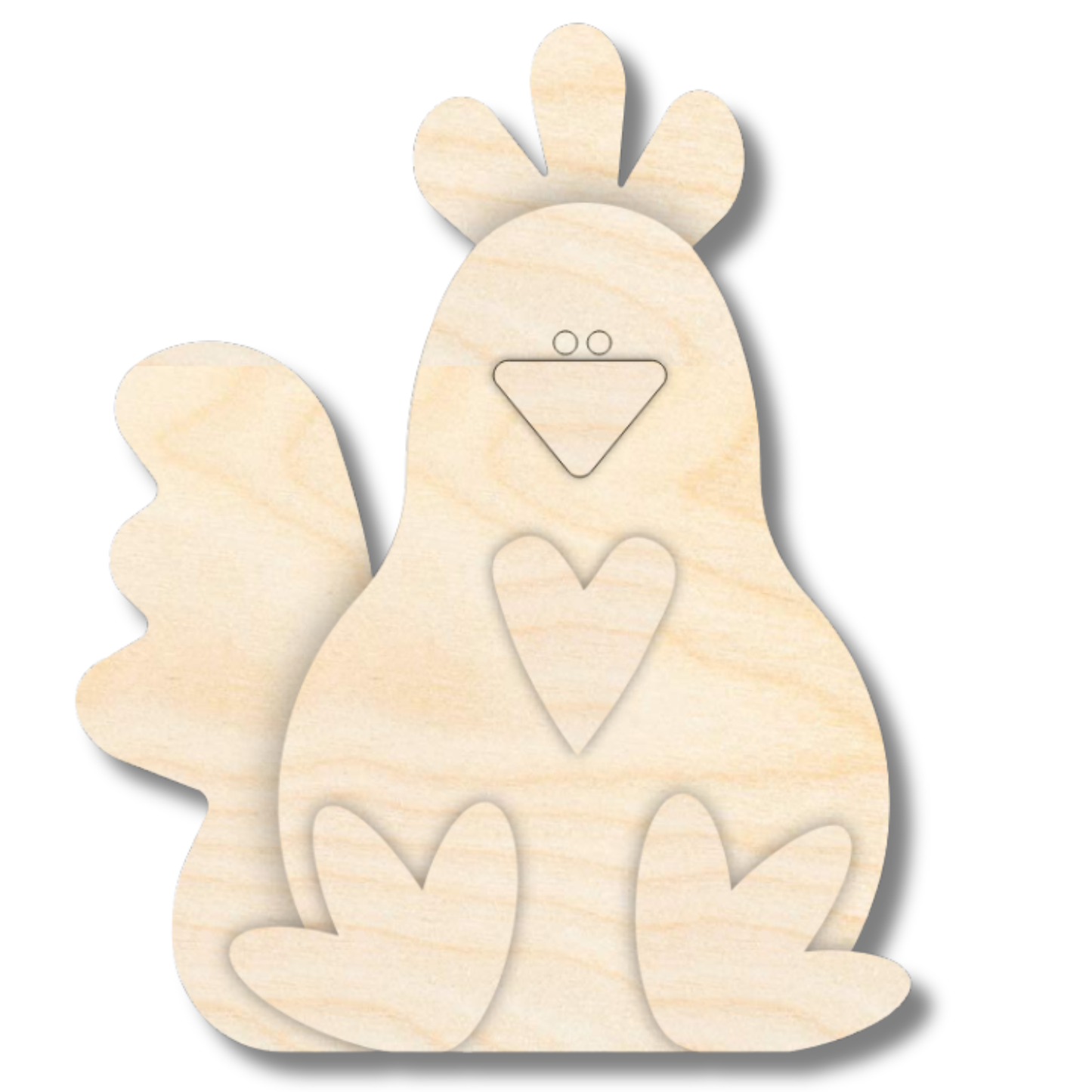 Unfinished Wood Layered and Etched Rooster Shelf Sitter | 6" Tall | 1/8" Wood | Wood Craft DIY