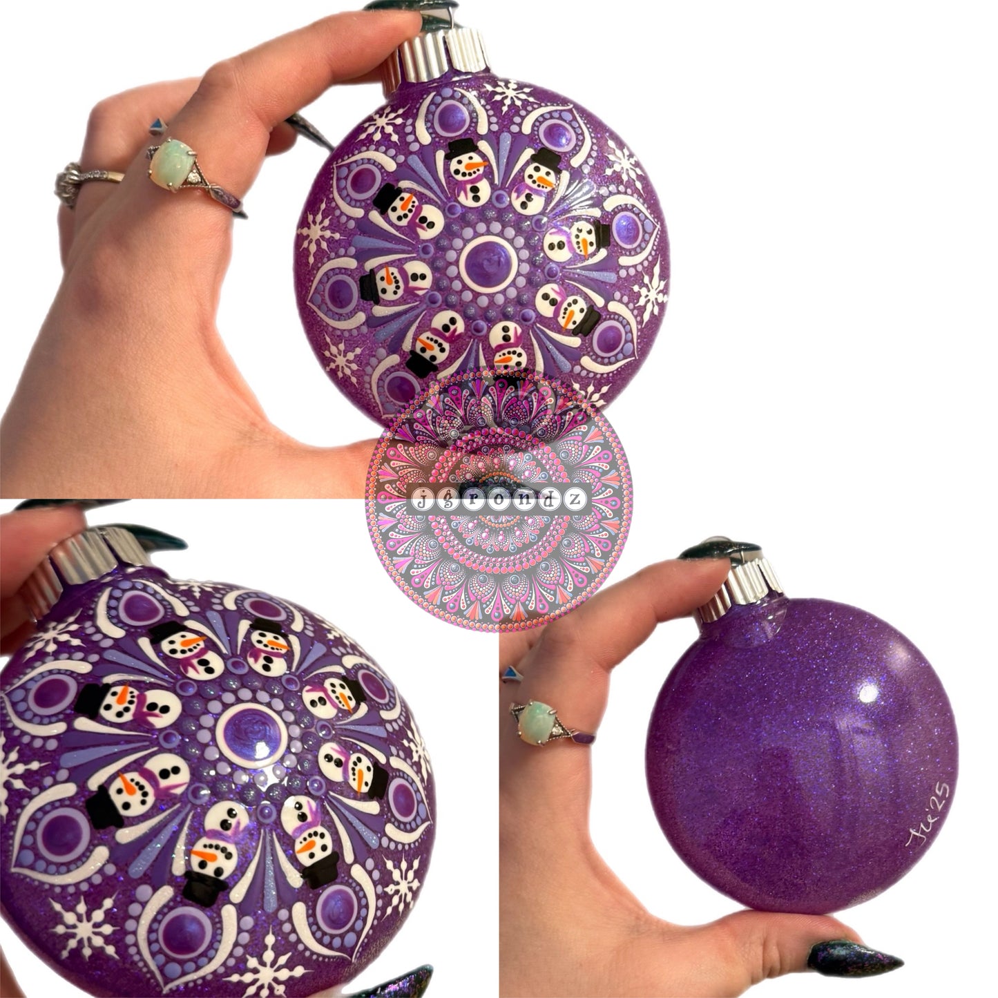 3” Snowman Mandala Glitter Ornament