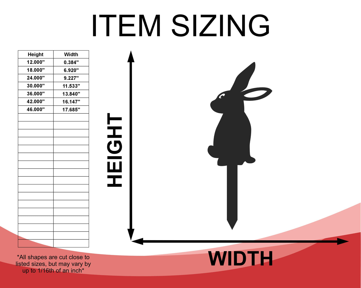 Metal Bunny Garden Stakes | Up to 24" | Over 20 Color Options