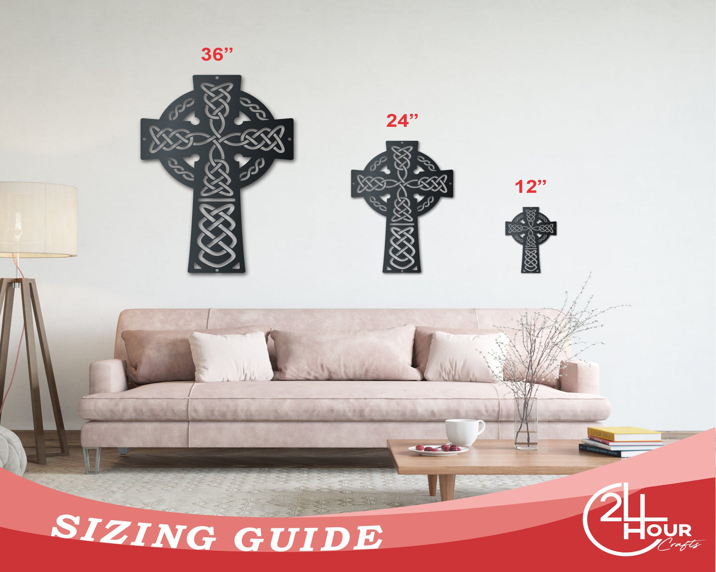 Metal Celtic Cross Wall Art | Indoor Outdoor | Up to 46" | Over 20 Color Options