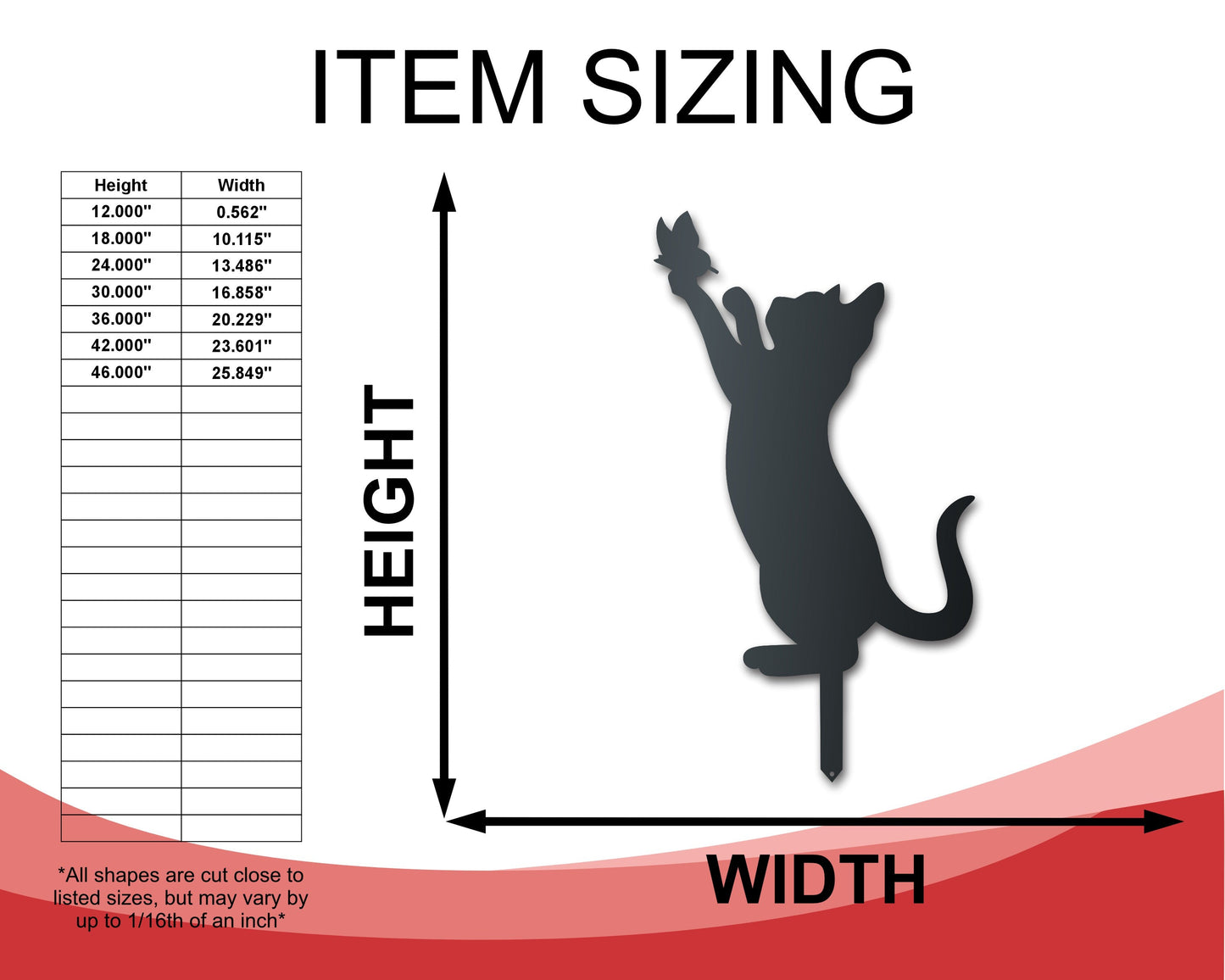 Metal Playful Cat Garden Stake | Up to 24" | Over 20 Color Options