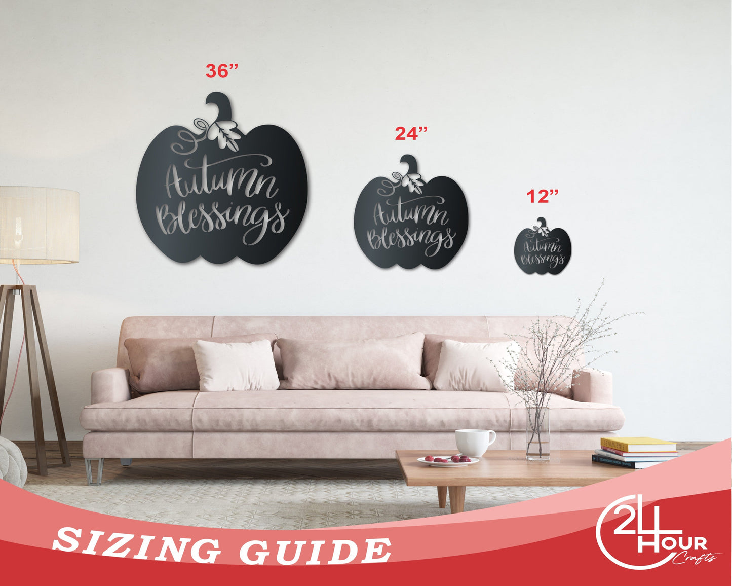 Metal Autumn Blessings Wall Art | Indoor Outdoor | Up to 36" | Over 20 Color Options