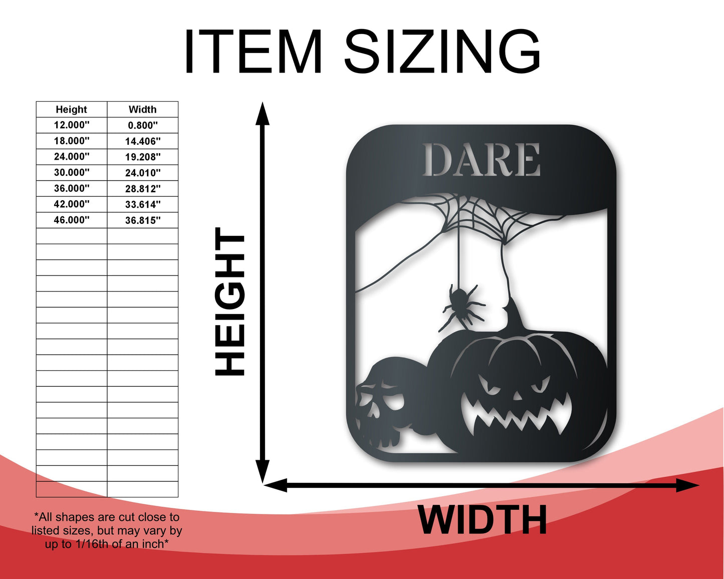 Custom Metal Halloween Signs | Set of 3 | Indoor Outdoor | Up to 46" | Over 20 Color Options