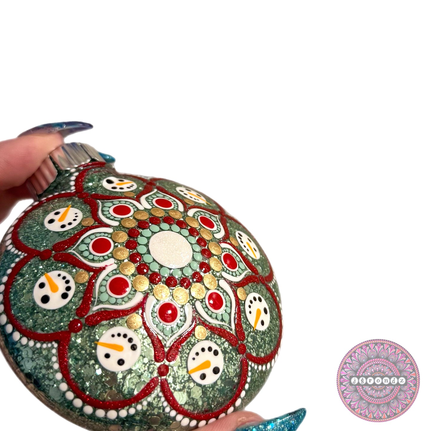 3” Snowman Mandala Glitter Ornament