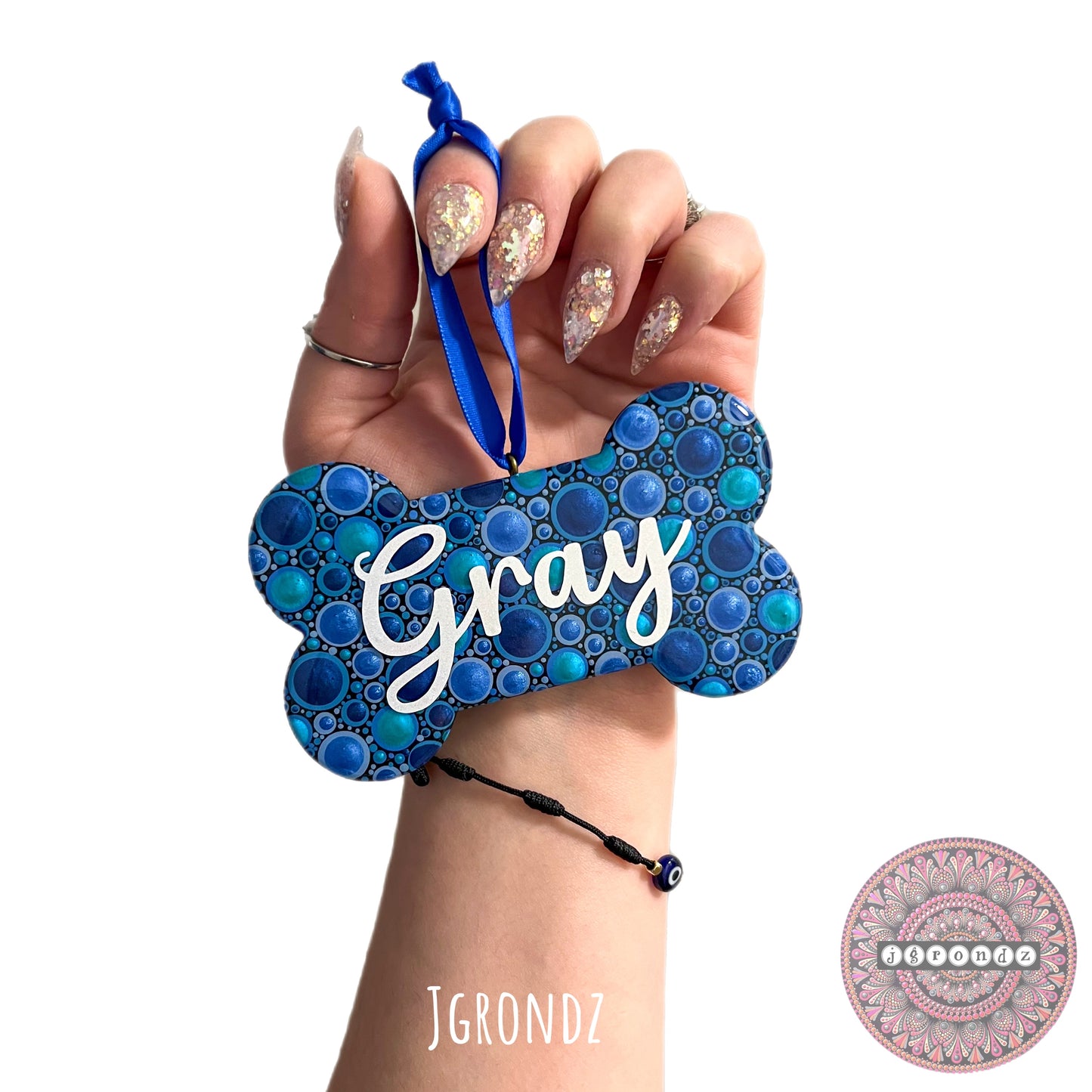 “Paw”sonalized Dog Bone Art Wooden Ornament