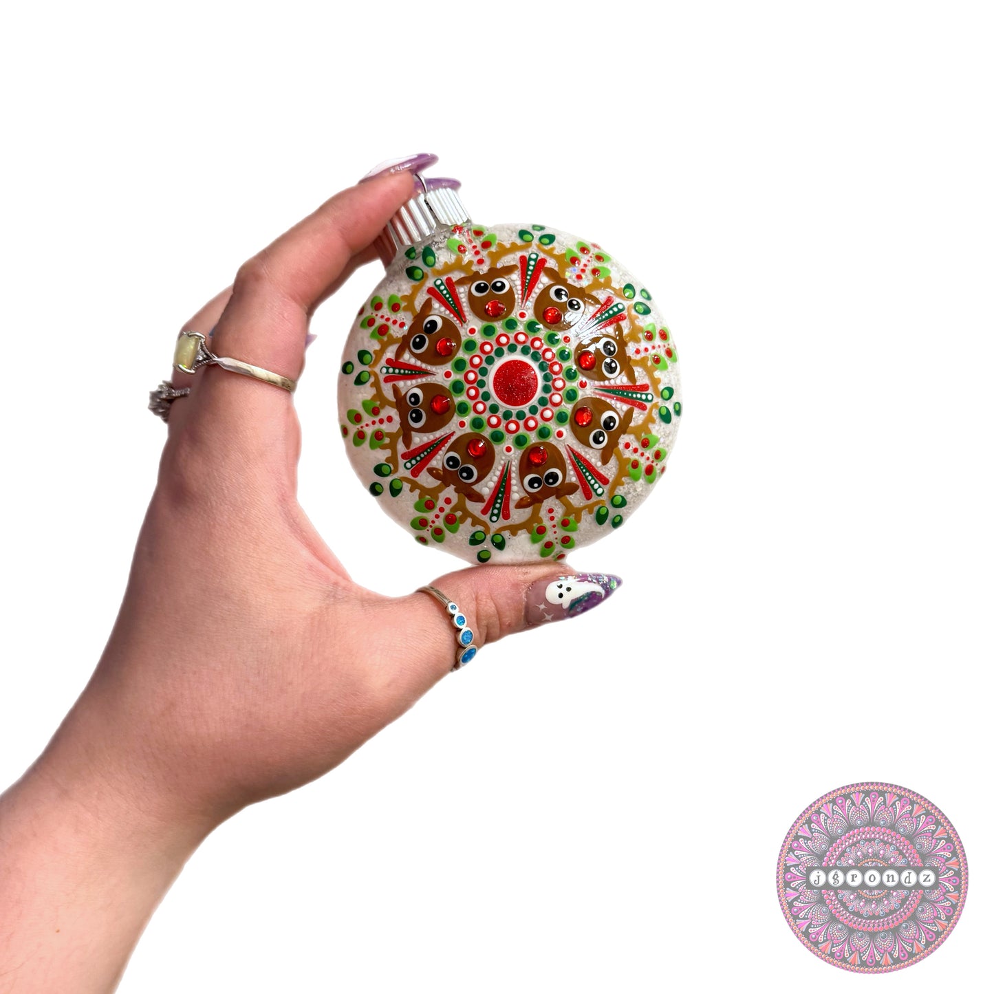 3” Rudolph Mandala Glitter Ornament