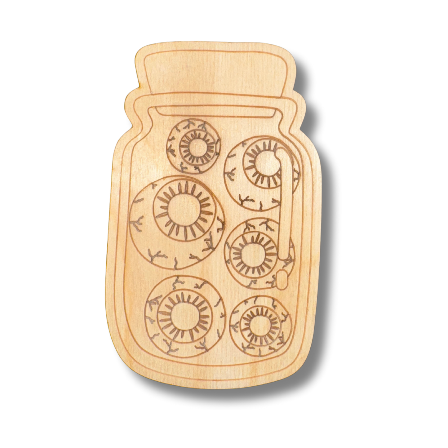 Unfinished Wood Etched Jar of Eyeballs Shape | Paint By Line Crafts | up to 30" DIY