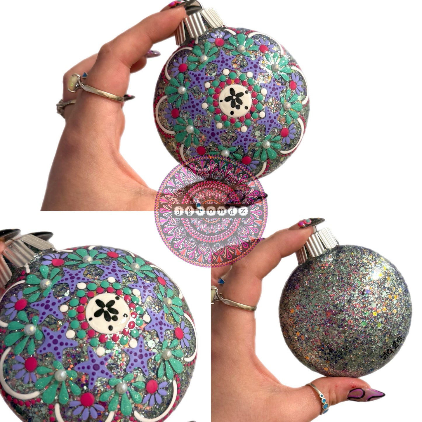 3” Beachy Mandala Glitter Ornament