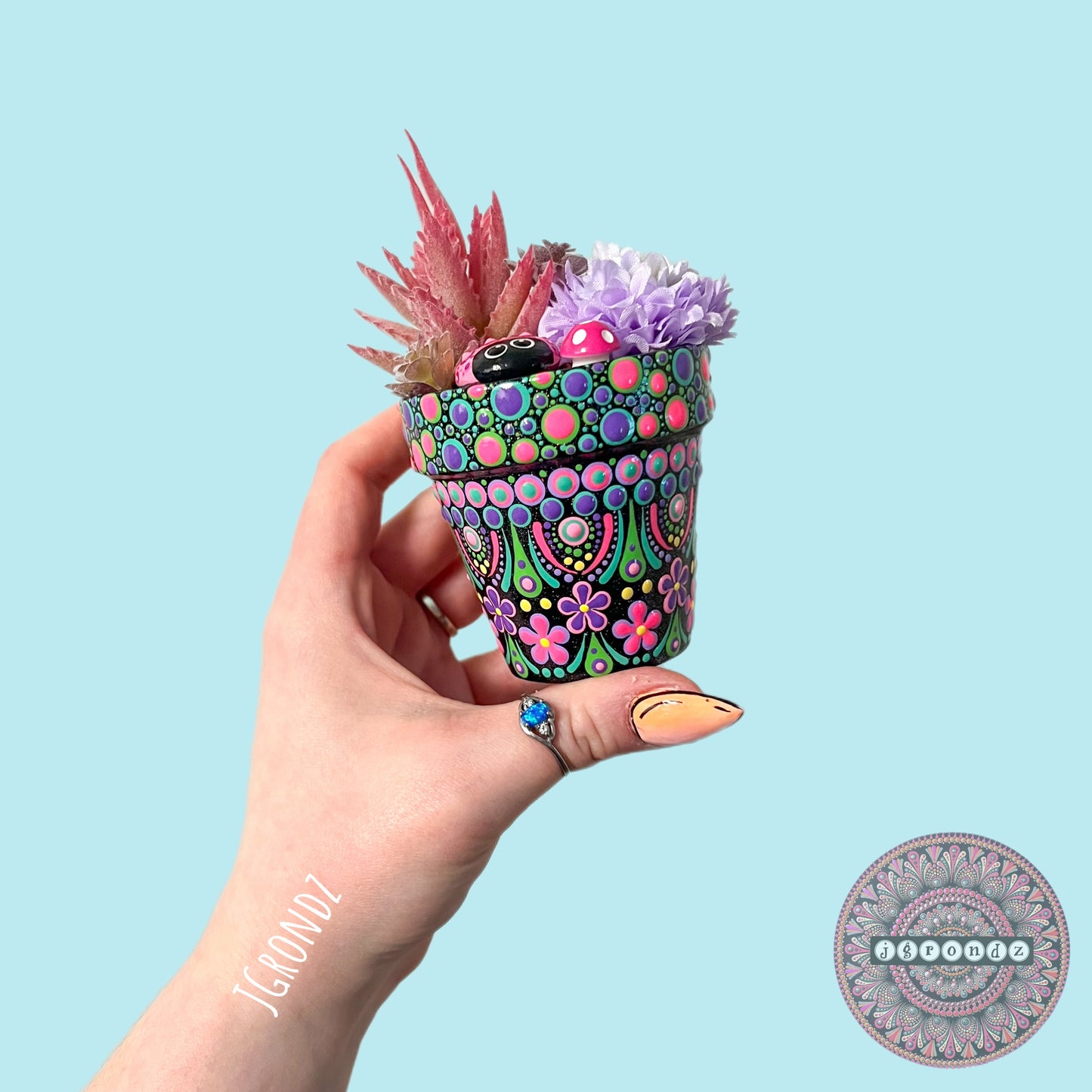 Hoppy Pot - Spring/Easter Painted Succulent Pot