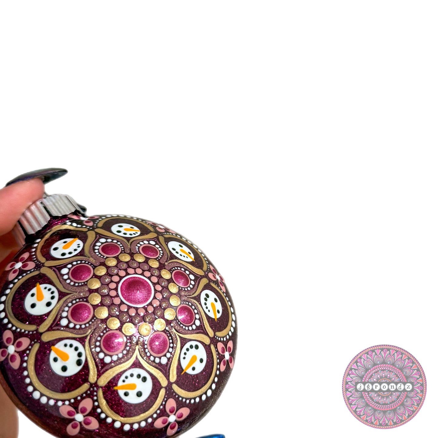 3” Snowman Mandala Glitter Ornament