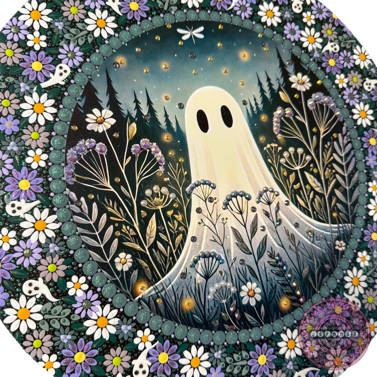12” Ghost Halloween Painting with Metal Insert