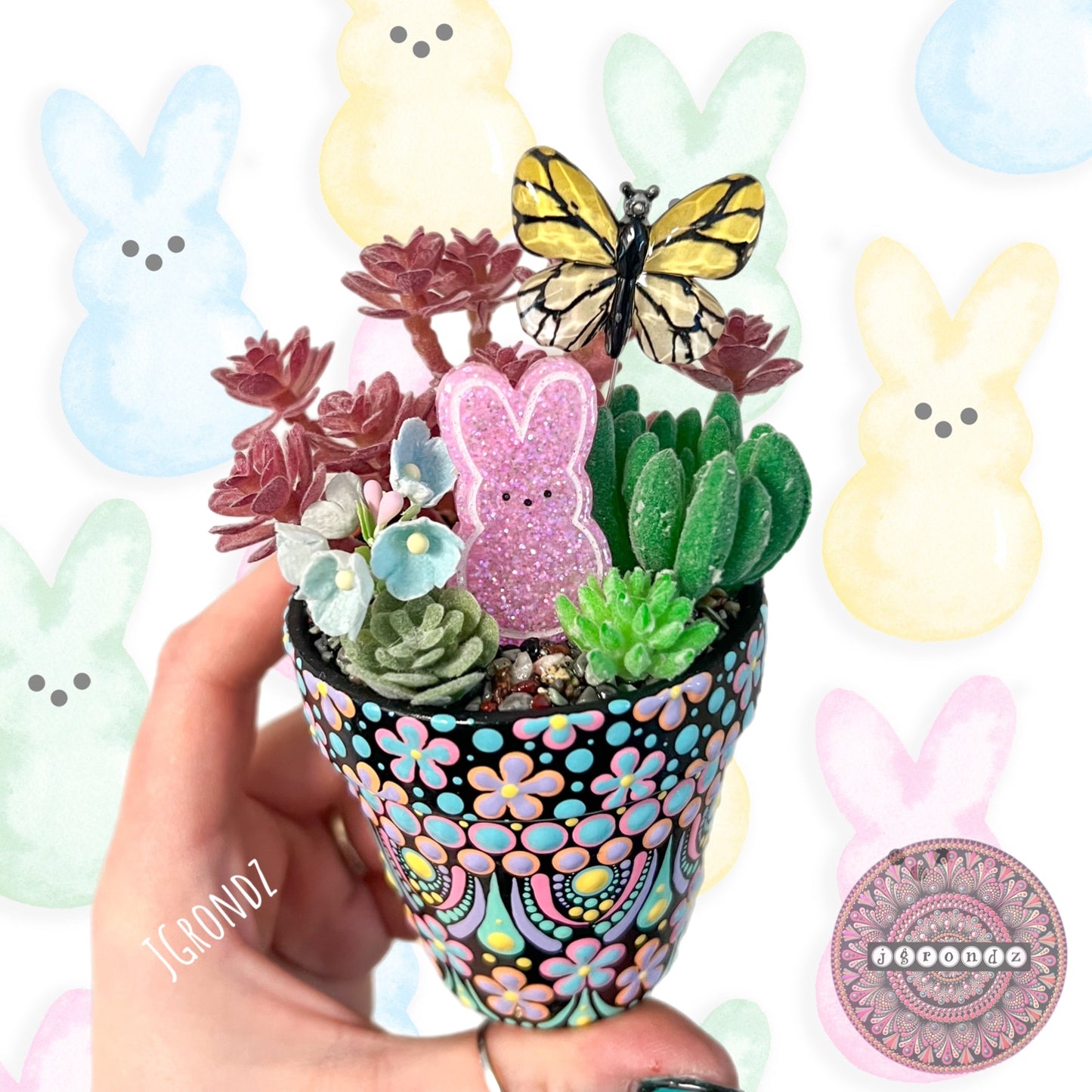 Hoppy Pot - Spring/Easter Painted Succulent Pot