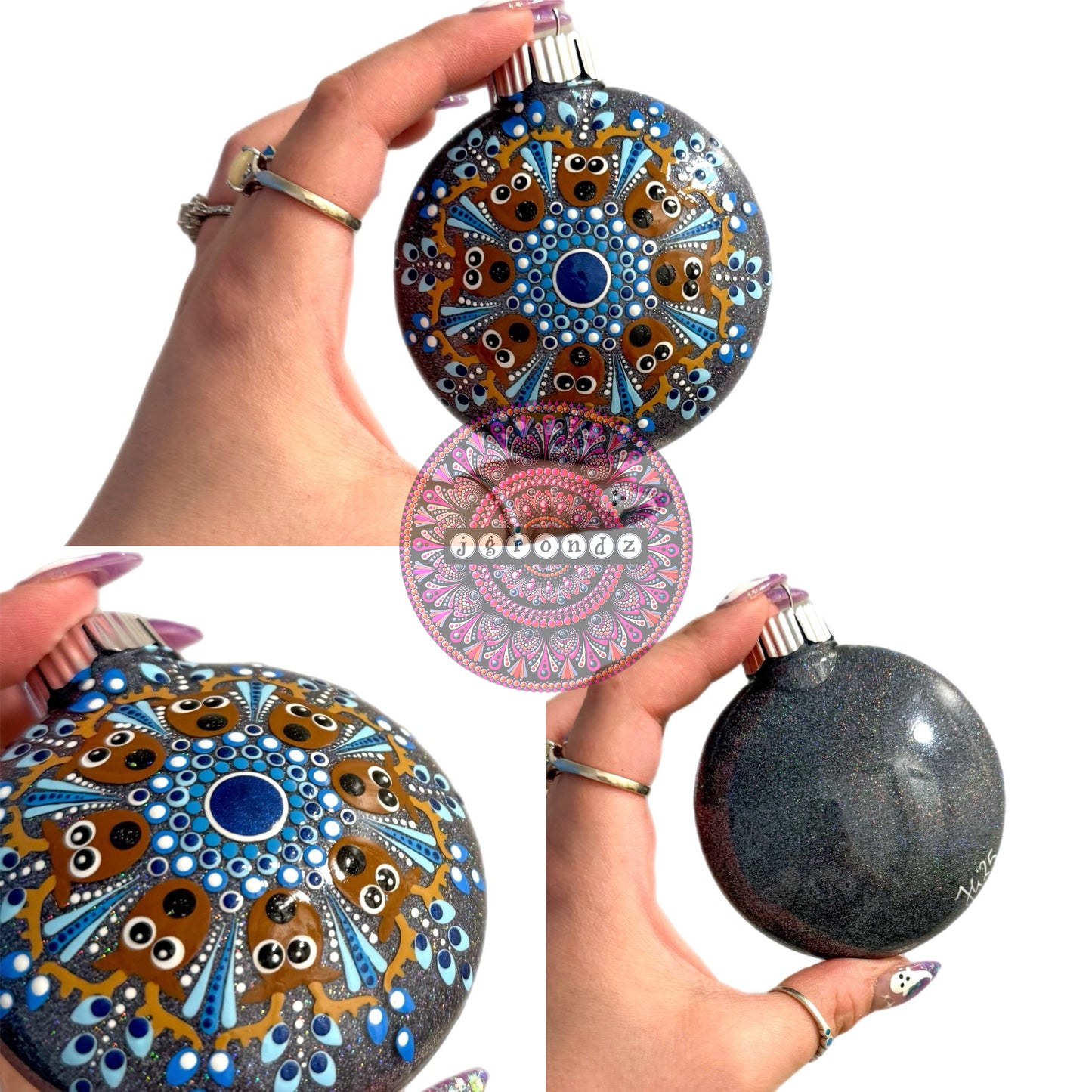 3” Reindeer Mandala Glitter Ornament