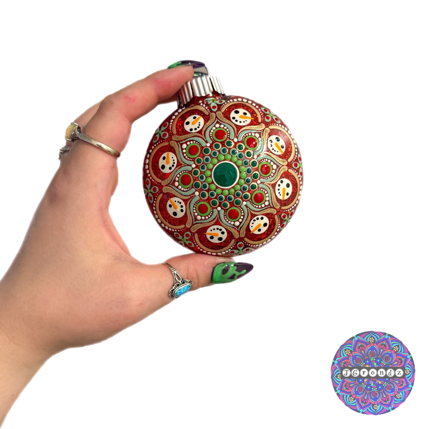 3” Snowman Mandala Glitter Ornament