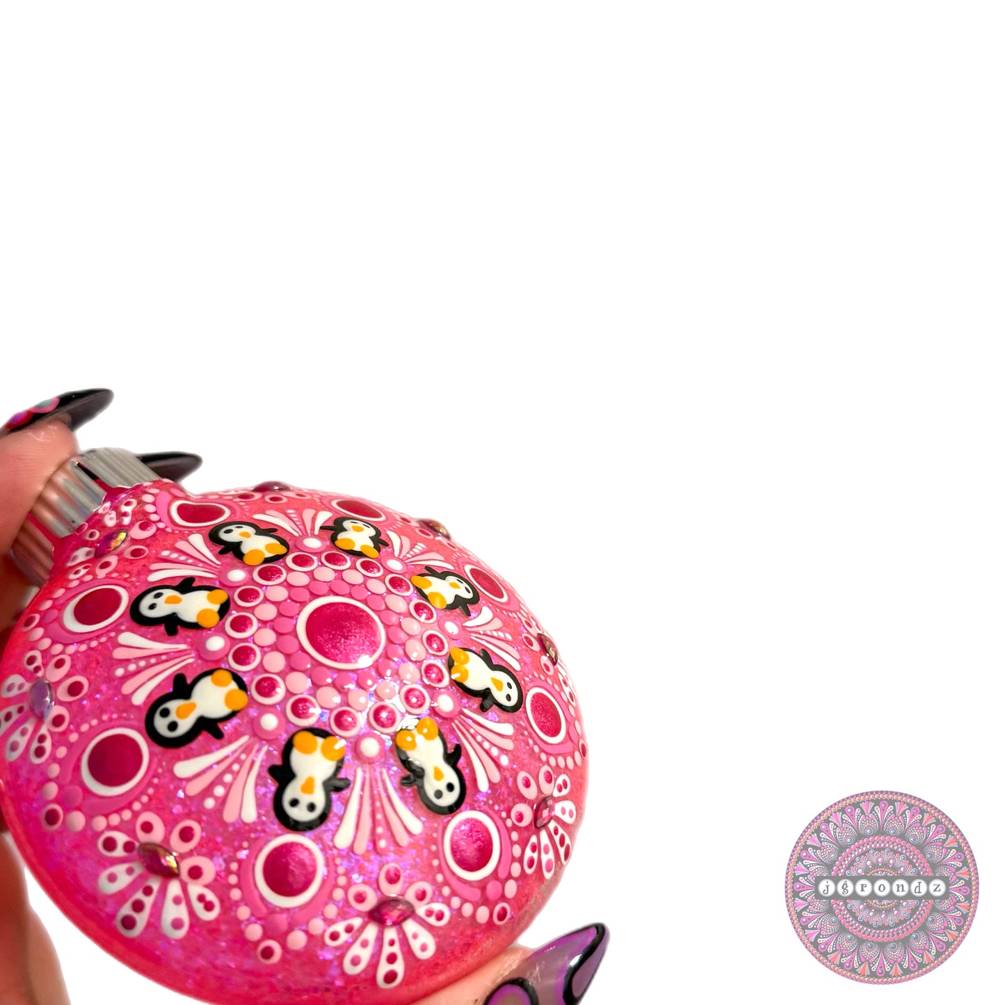 3” Penguin Mandala Glitter Ornament