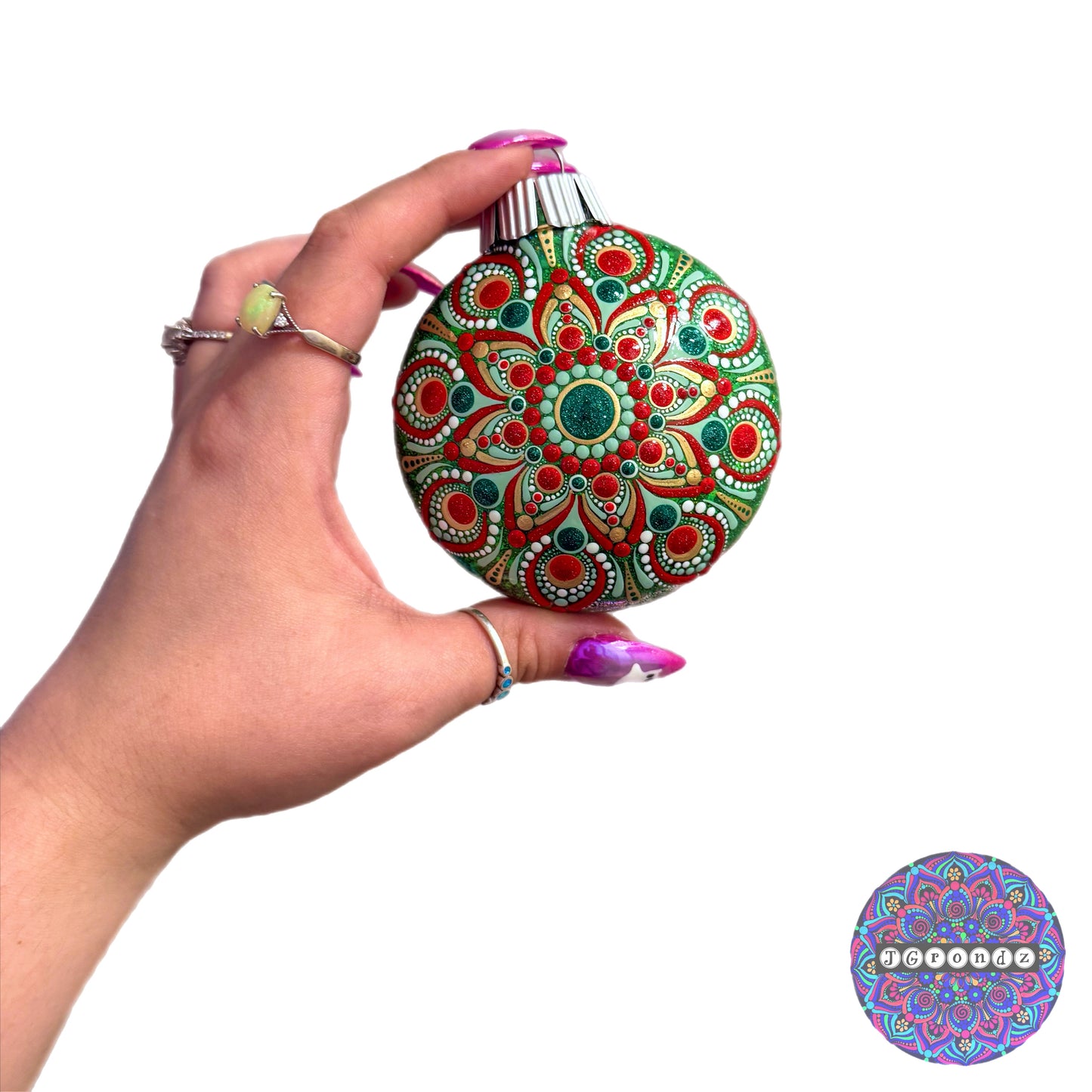 3” Christmas Mandala Glitter Ornament