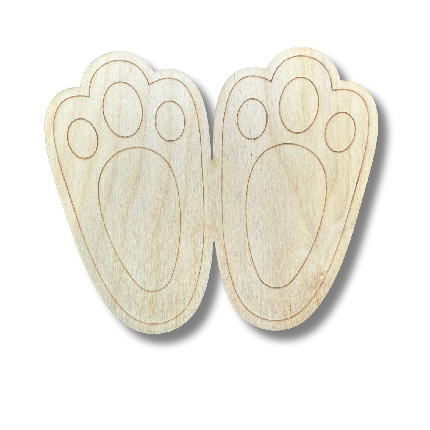 Unfinished Wood Etched Bunny Feet Shape | Paint By Line Crafts | up to 30" DIY