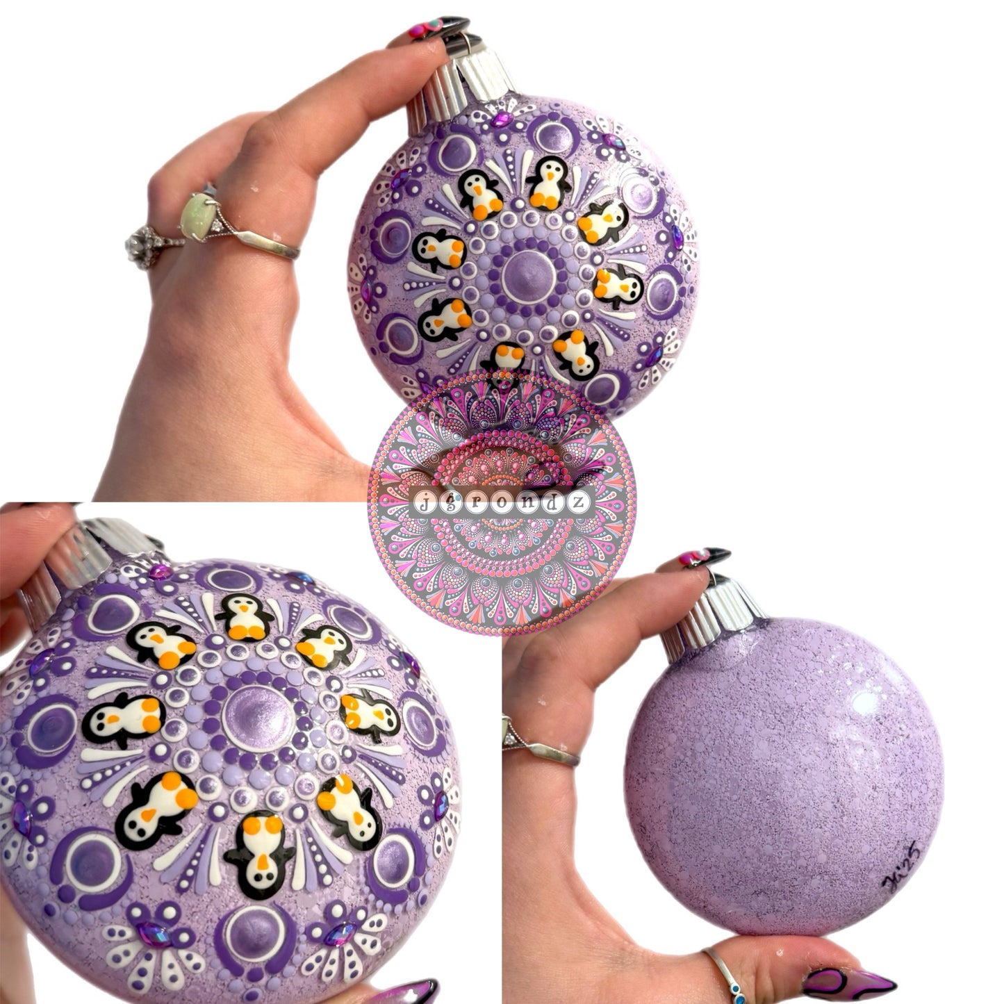 3” Penguin Mandala Glitter Ornament