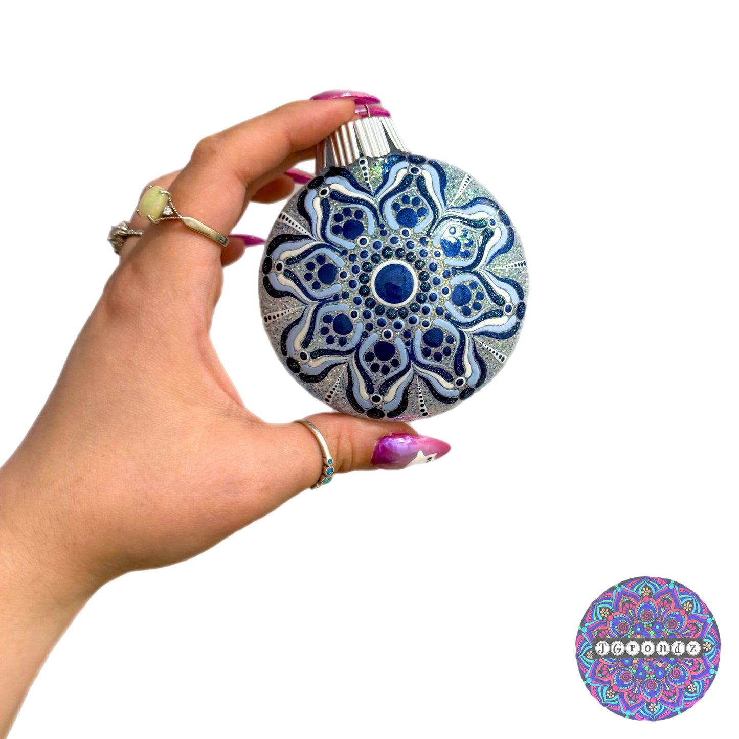 3” Paw Print Mandala Glitter Ornament