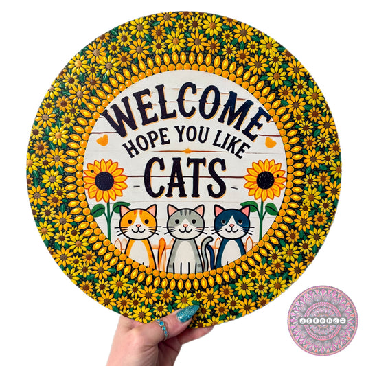 12” Sunflower Hope You Like Cats Painting